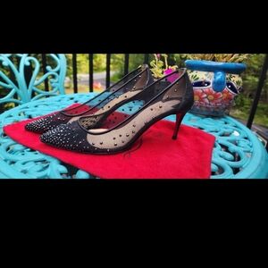Louboutin Black Mesh Stiletto Heels
